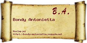 Bondy Antonietta névjegykártya